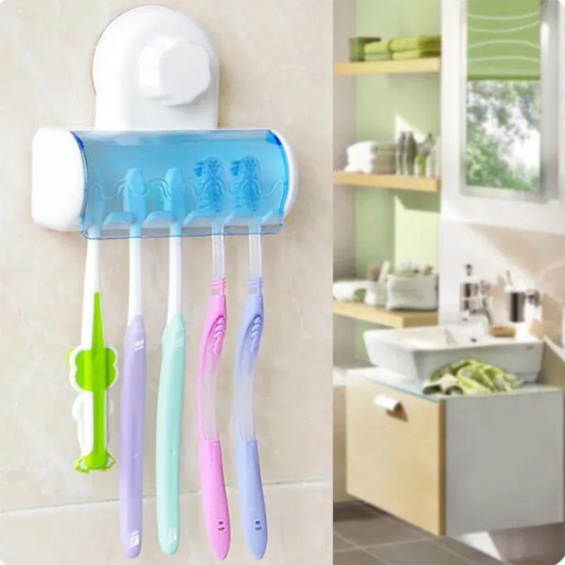 Porte-brosse à dents mural, ensemble de 1 pièce d'accessoires de salle de bain, avec crochets et ventouses
