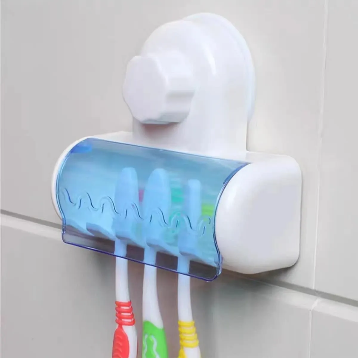 Porte-brosse à dents mural, ensemble de 1 pièce d'accessoires de salle de bain, avec crochets et ventouses 7