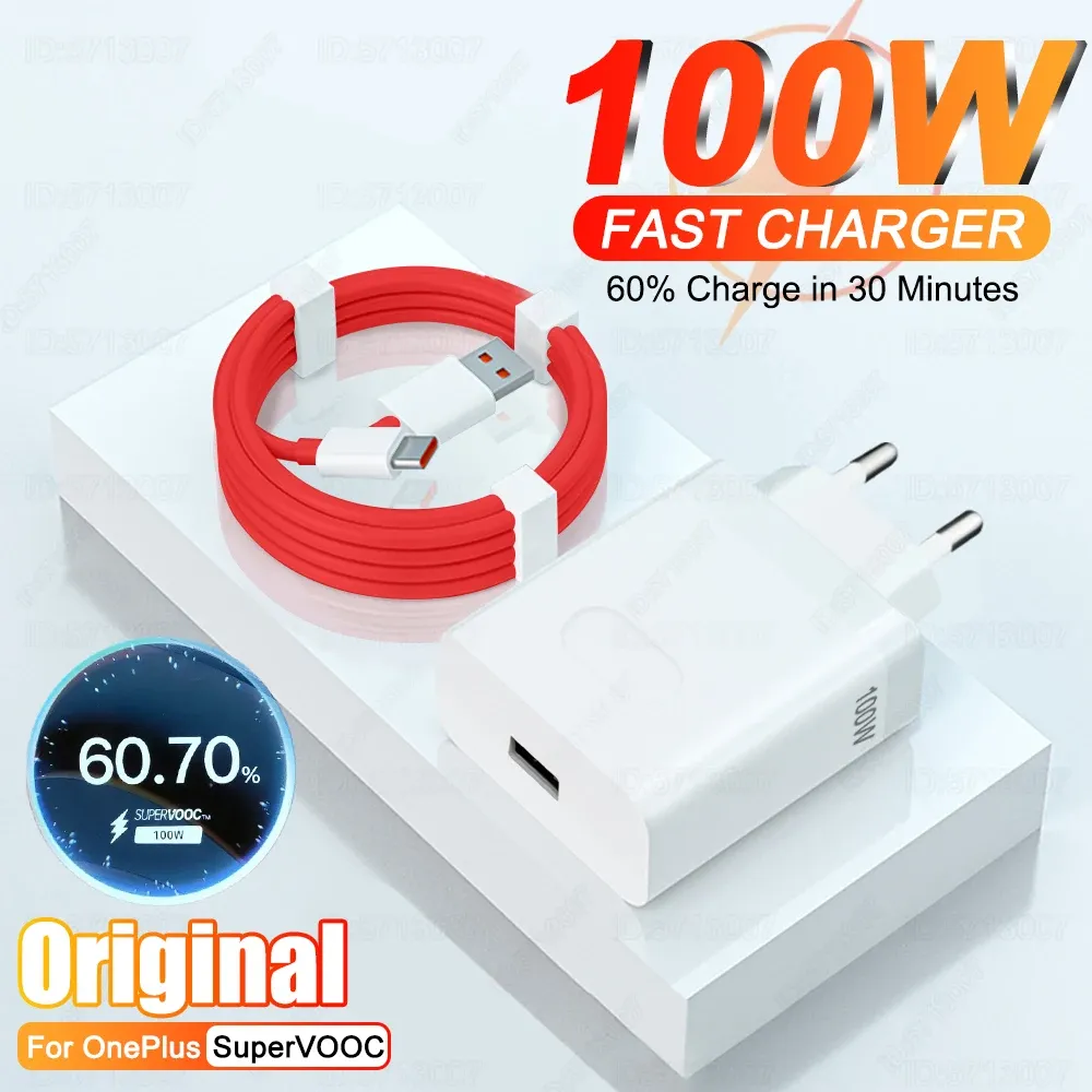 100W SuperVOOC Chargeur USB Rapide pour OnePlus 13 12 11 10 Pro 13R 12R Nord CE 2 3 4 Lite Ace 5 Pro, Câble de Charge Rapide USB Type-C - Image 1