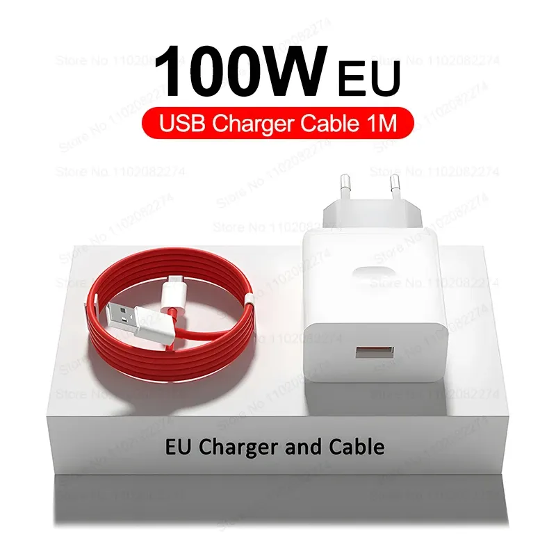100W SuperVOOC Chargeur USB Rapide pour OnePlus 13 12 11 10 Pro 13R 12R Nord CE 2 3 4 Lite Ace 5 Pro, Câble de Charge Rapide USB Type-C 8