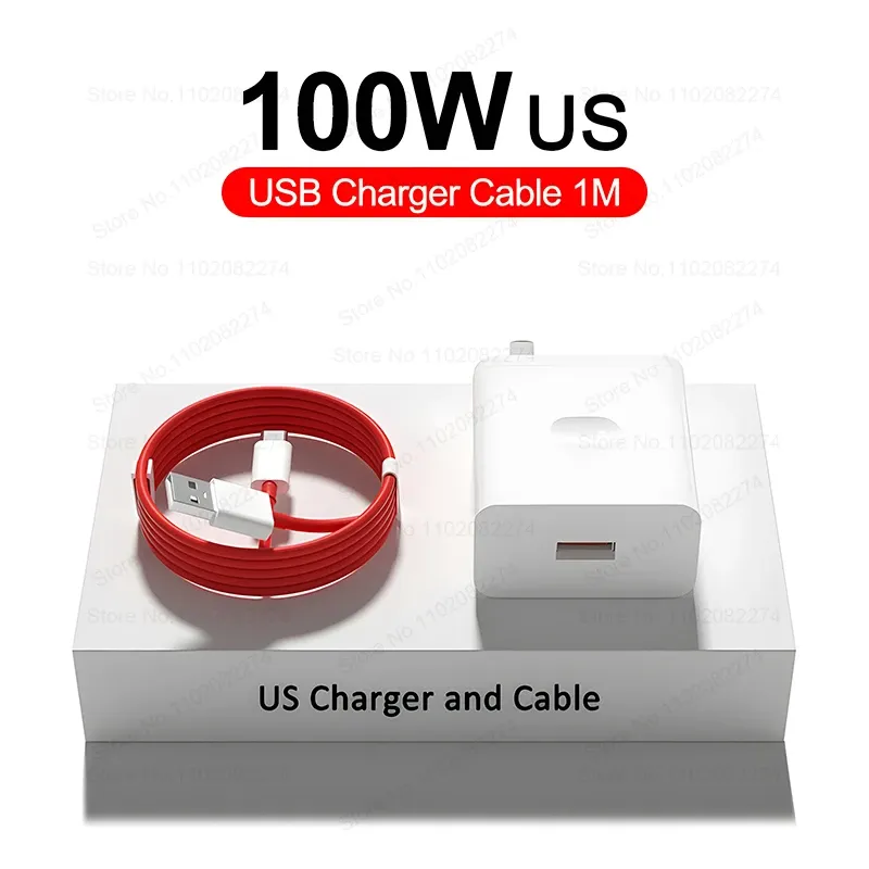 100W SuperVOOC Chargeur USB Rapide pour OnePlus 13 12 11 10 Pro 13R 12R Nord CE 2 3 4 Lite Ace 5 Pro, Câble de Charge Rapide USB Type-C 7