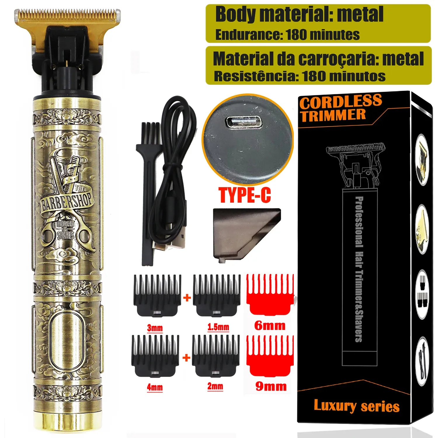 Tondeuse à cheveux électrique professionnelle OHS sans fil, rechargeable par USB, avec tondeuse à barbe et kit de coiffure 17