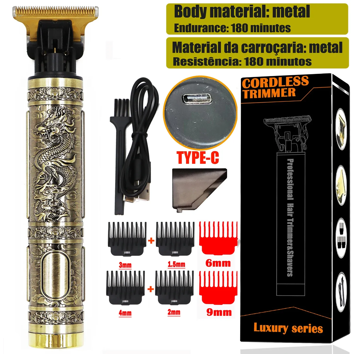 Tondeuse à cheveux électrique professionnelle OHS sans fil, rechargeable par USB, avec tondeuse à barbe et kit de coiffure 13