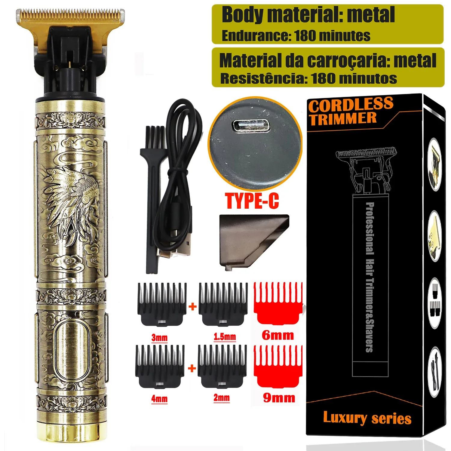 Tondeuse à cheveux électrique professionnelle OHS sans fil, rechargeable par USB, avec tondeuse à barbe et kit de coiffure 11