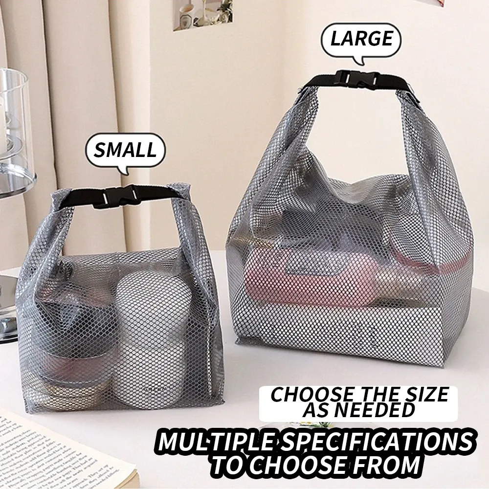 Trousse de toilette imperméable en maille à cordon et boucle à dégagement rapide, avec pochette transparente pour le voyage et le sport - Image 1