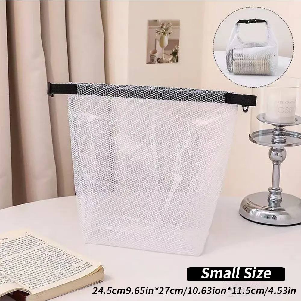 Trousse de toilette imperméable en maille à cordon et boucle à dégagement rapide, avec pochette transparente pour le voyage et le sport 7