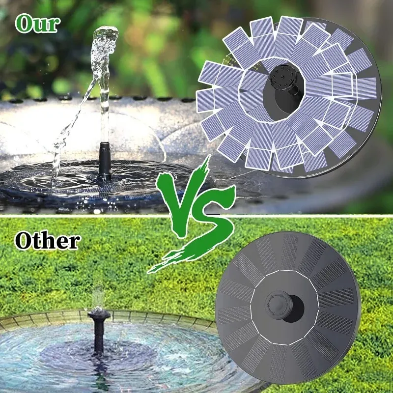Fontaine solaire d'extérieur 1 W / 1,5 W / 2,5 W, kit de pompe solaire pour bassin de jardin avec 6 buses pour la décoration du jardin 3