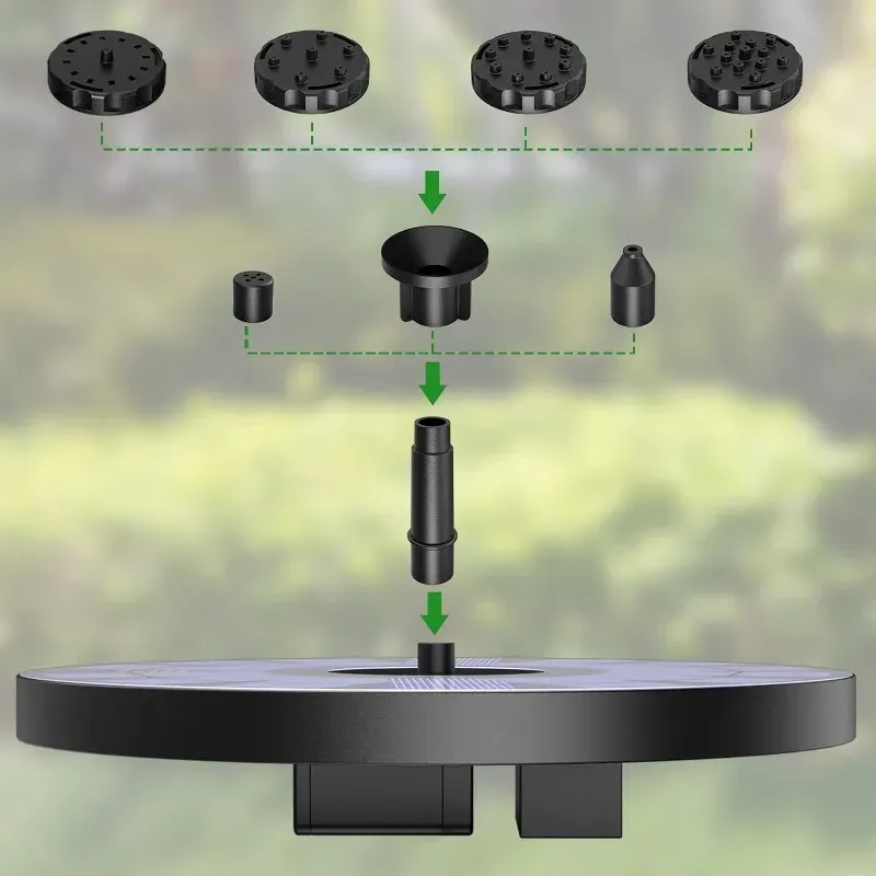 Fontaine solaire d'extérieur 1 W / 1,5 W / 2,5 W, kit de pompe solaire pour bassin de jardin avec 6 buses pour la décoration du jardin 5