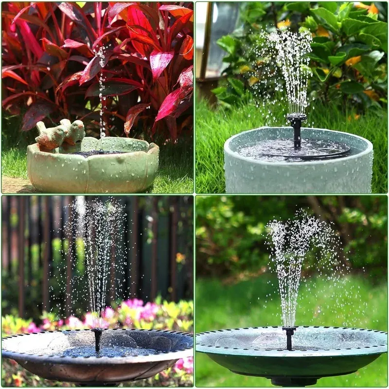 Fontaine solaire d'extérieur 1 W / 1,5 W / 2,5 W, kit de pompe solaire pour bassin de jardin avec 6 buses pour la décoration du jardin 6