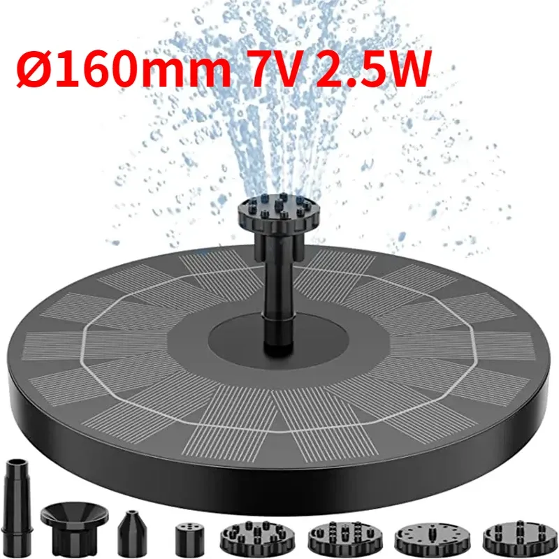 Fontaine solaire d'extérieur 1 W / 1,5 W / 2,5 W, kit de pompe solaire pour bassin de jardin avec 6 buses pour la décoration du jardin 9