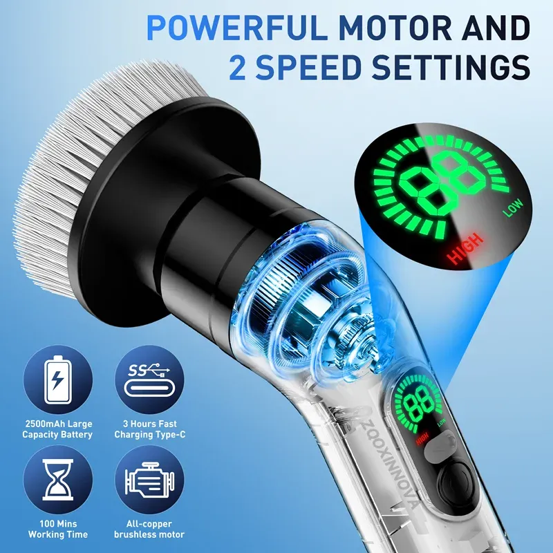 Brosse de nettoyage électrique sans fil multifonction pour la maison, la cuisine et la salle de bain - Image 1