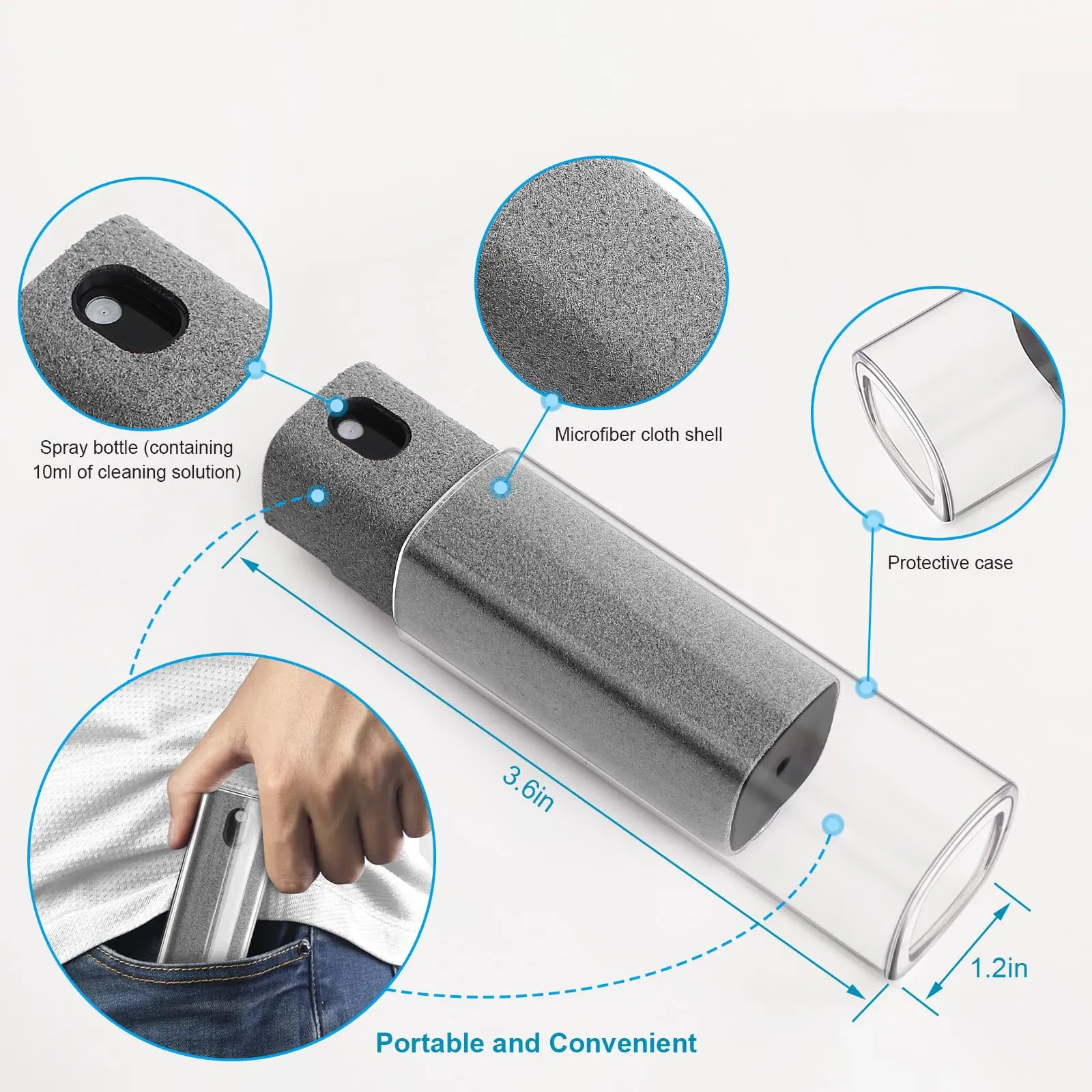 Nettoyant pour écran en microfibre, ensemble de flacons pulvérisateurs pour téléphone portable, iPad et ordinateur, chiffon en microfibre et lingettes de nettoyage pour iPhone 3