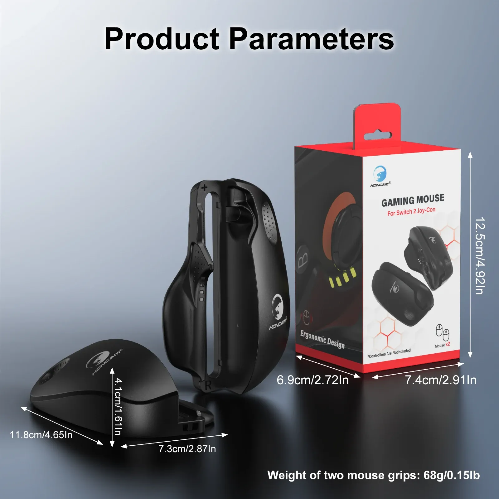 Poignée ergonomique pour manette Honcam pour Switch 2 JonCons, lot de 2, avec patins en PTFE, support portable, noir 5