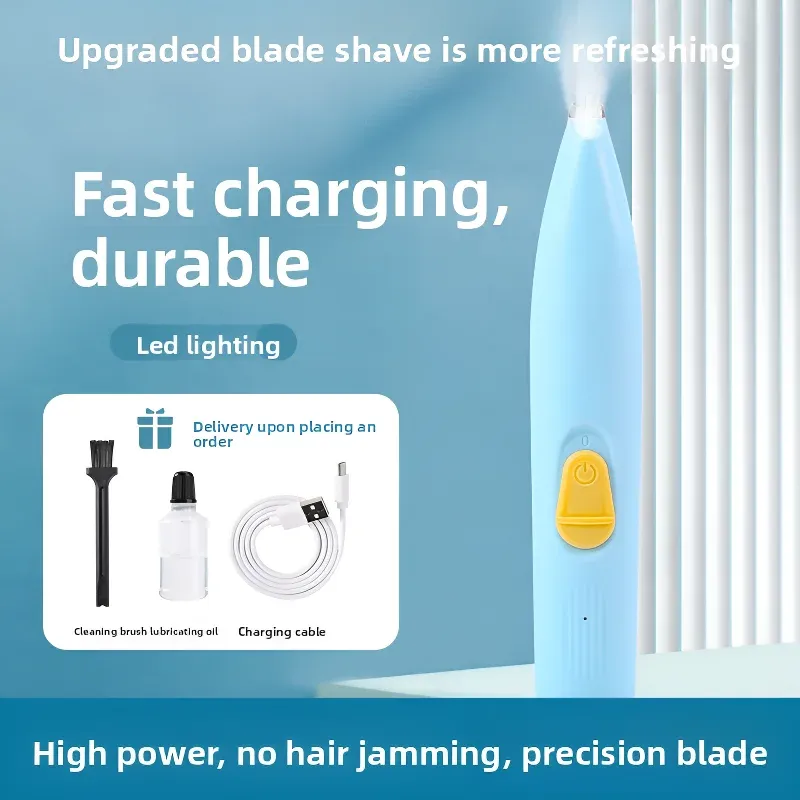 Tondeuse électrique pour animaux de compagnie, tondeuse à pattes et à poils avec charge USB 500 mAh, rotation à 360°, kit de toilettage et de coiffure 8