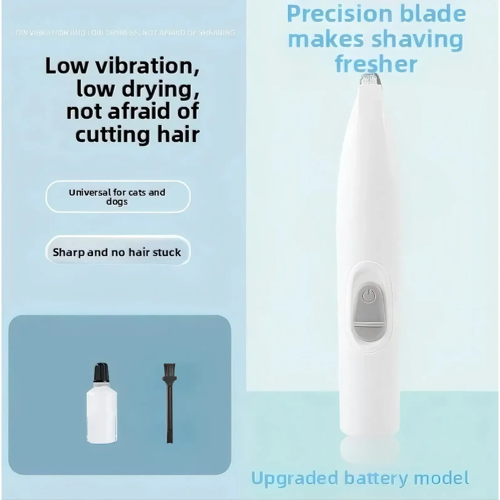 Tondeuse électrique pour animaux de compagnie, tondeuse à pattes et à poils avec charge USB 500 mAh, rotation à 360°, kit de toilettage et de coiffure 9