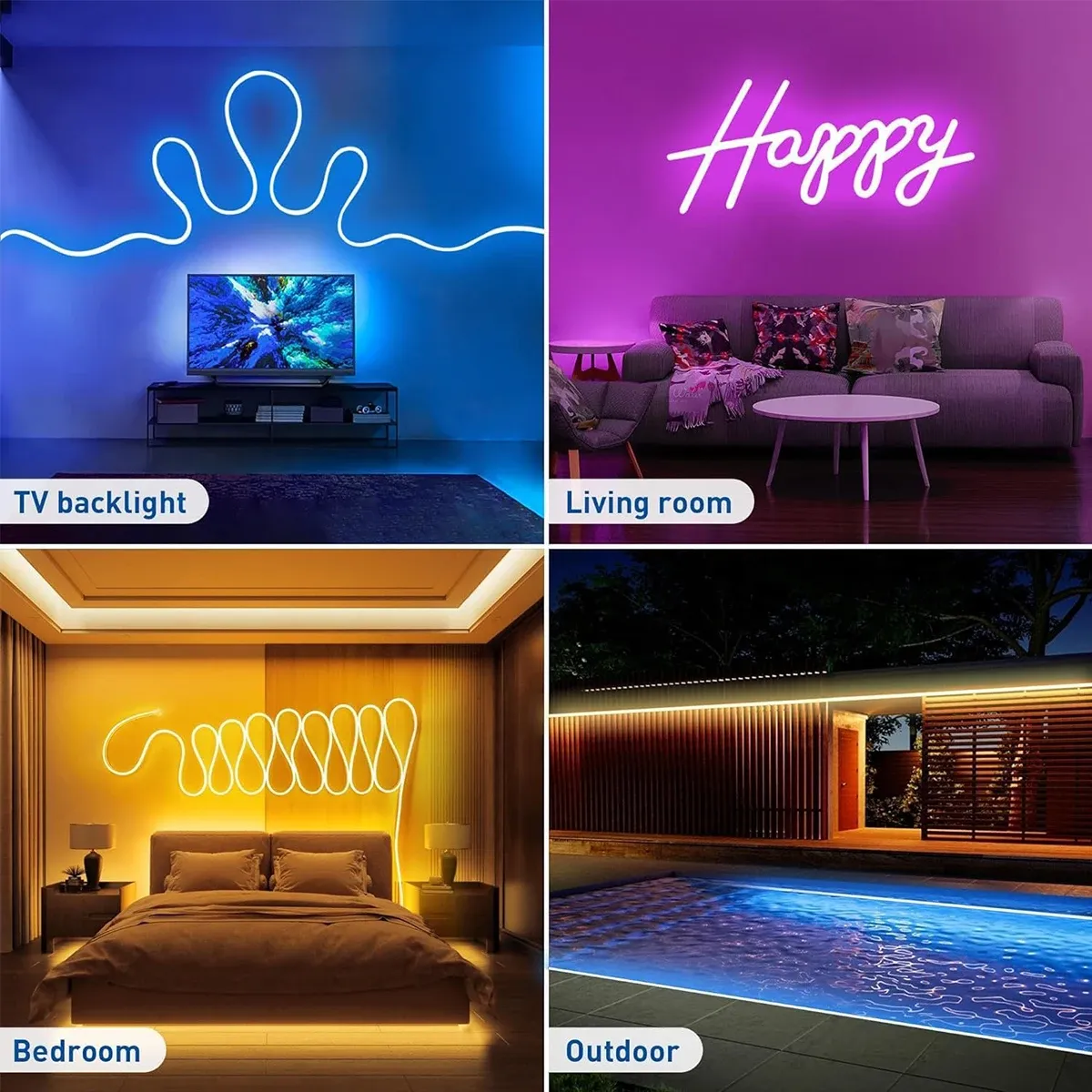Bande lumineuse néon RGB+IC 5 V, étanche et flexible, longueurs 1 à 10 m, USB, télécommande Bluetooth 6