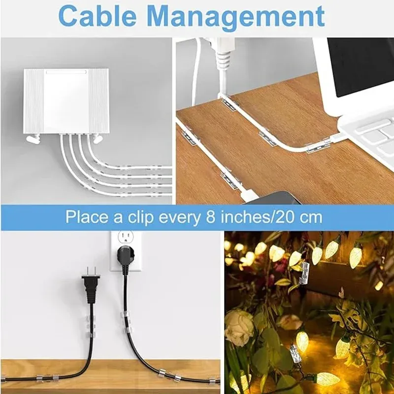 20/40 pcs serre-câbles auto-adhésifs robustes pour gestion des câbles, support de fil collant pour TV et PC, organisateur de cordons et fils bien rangés 4