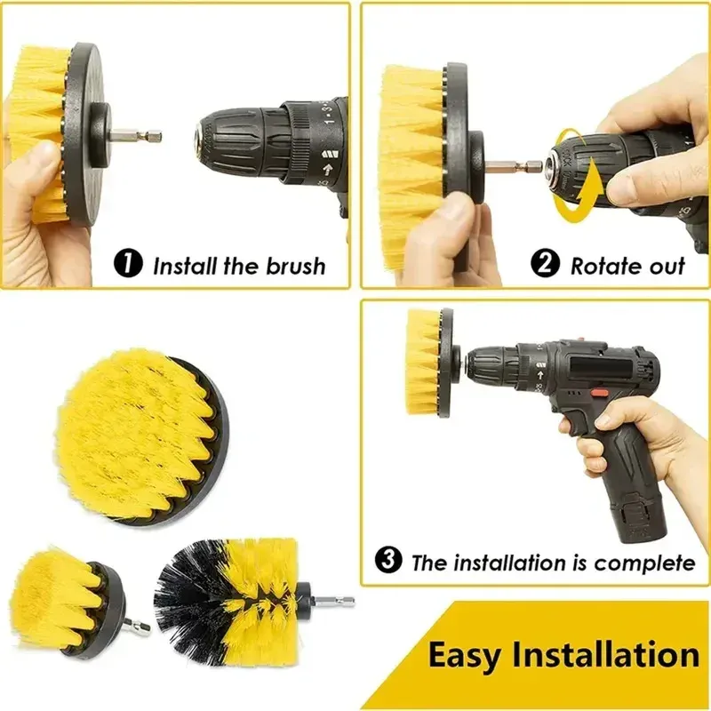 Ensemble de 3 brosses de nettoyage électriques pour perceuse, kit d'outils pour coulis, nettoyage de baignoire, carrelage de douche, salle de bains et surfaces de cuisine 2
