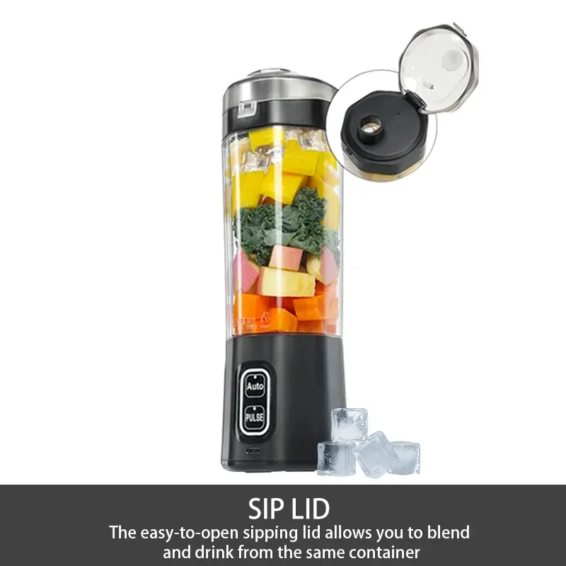 Presse-agrumes électrique portable 700 ml, mélangeur USB rechargeable, 6 lames, pour shakes, smoothies et jus frais 2