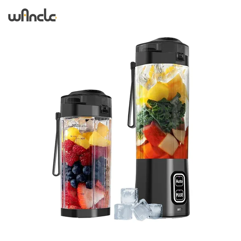 Presse-agrumes électrique portable 700 ml, mélangeur USB rechargeable, 6 lames, pour shakes, smoothies et jus frais