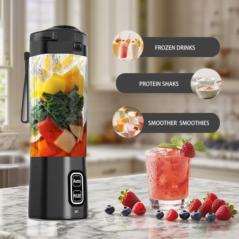 Presse-agrumes électrique portable 700 ml, mélangeur USB rechargeable, 6 lames, pour shakes, smoothies et jus frais 5