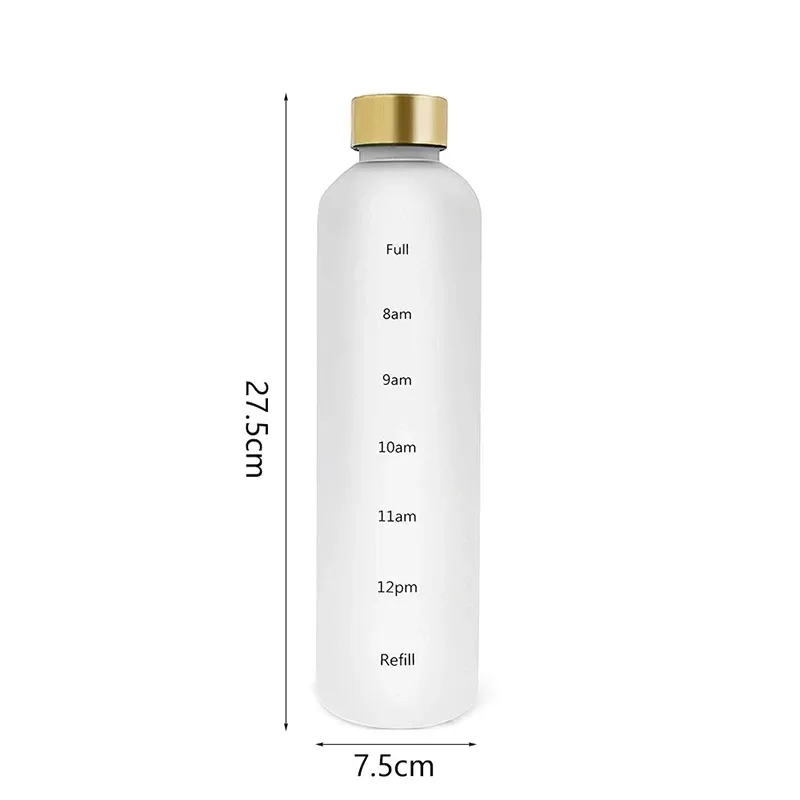 Gourde de sport réutilisable 1 litre avec autocollants de repères horaires 5