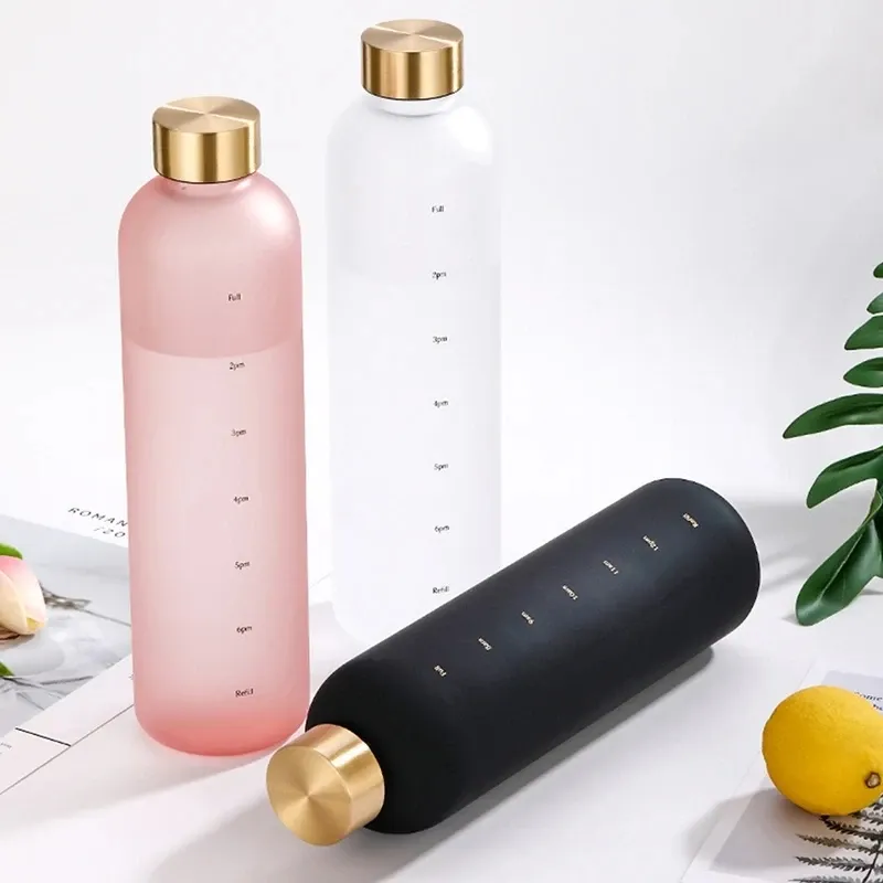 Gourde de sport réutilisable 1 litre avec autocollants de repères horaires 6