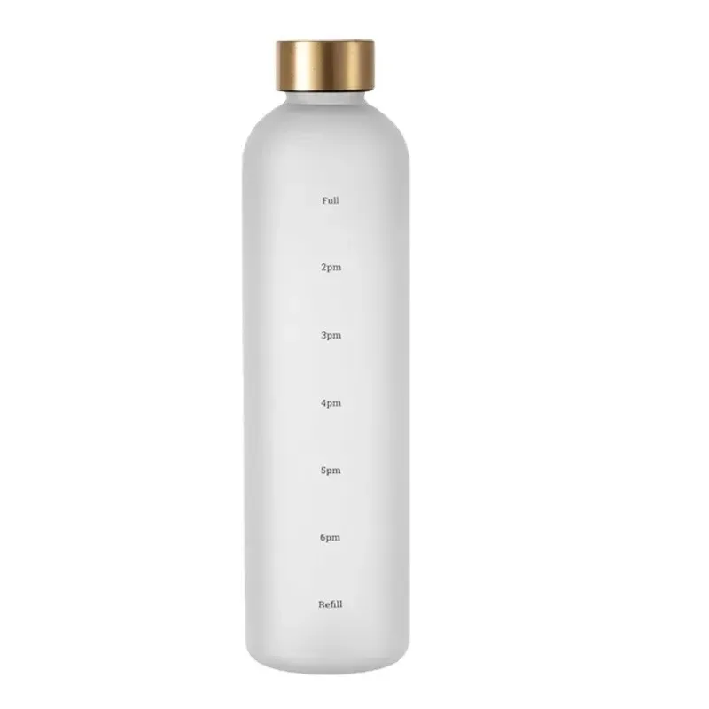 Gourde de sport réutilisable 1 litre avec autocollants de repères horaires 7