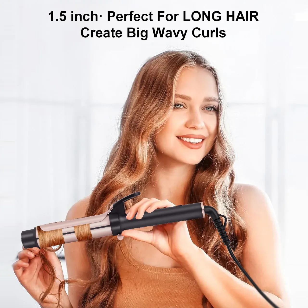 Fer à friser électrique Hatteker pour femmes, contrôle de température à 3 niveaux, plaques en céramique, protection des cheveux, format bigoudi, usage domestique, outil de coiffure 3