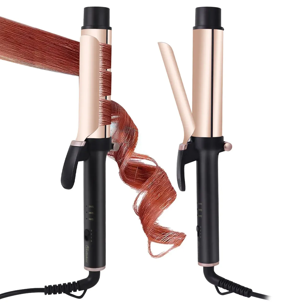 Fer à friser électrique Hatteker pour femmes, contrôle de température à 3 niveaux, plaques en céramique, protection des cheveux, format bigoudi, usage domestique, outil de coiffure - Image 1