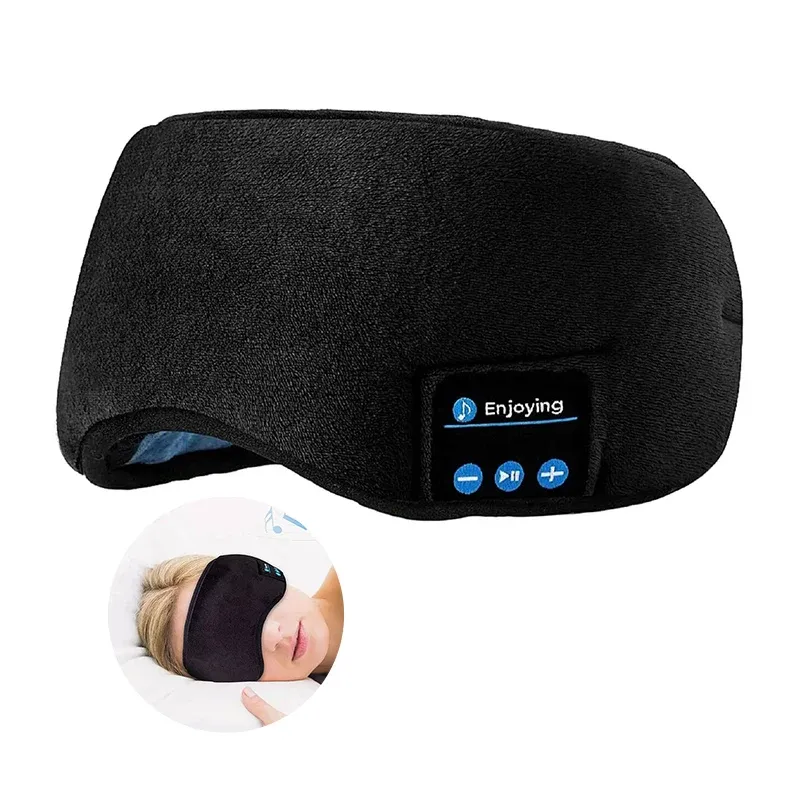 Masque de sommeil 3D avec écouteurs Bluetooth sans fil, bandeau élastique doux et confortable - Image 1