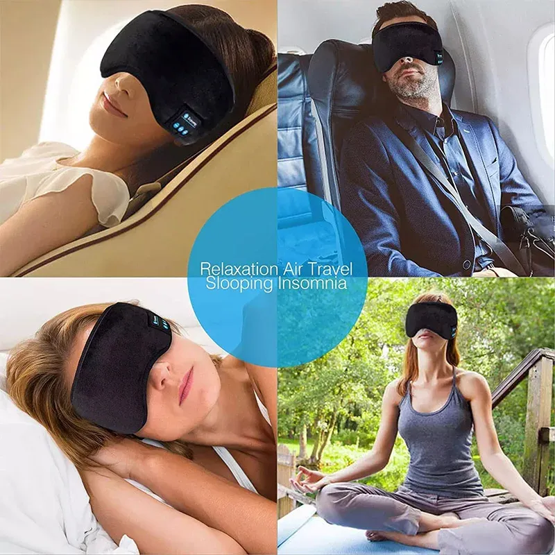 Masque de sommeil 3D avec écouteurs Bluetooth sans fil, bandeau élastique doux et confortable 6