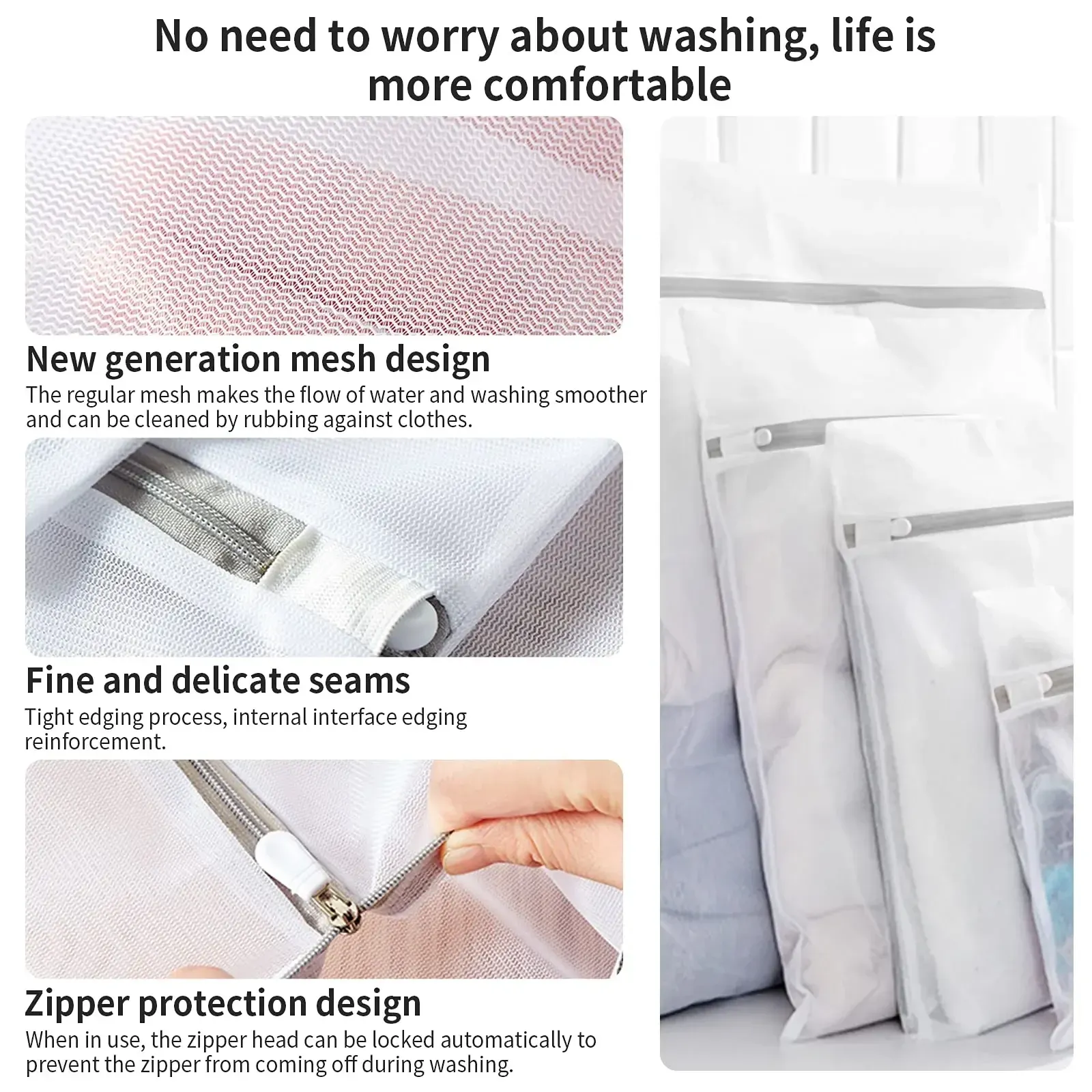 Sac à linge en filet fin pour machine à laver, protection des vêtements et des sous-vêtements 3