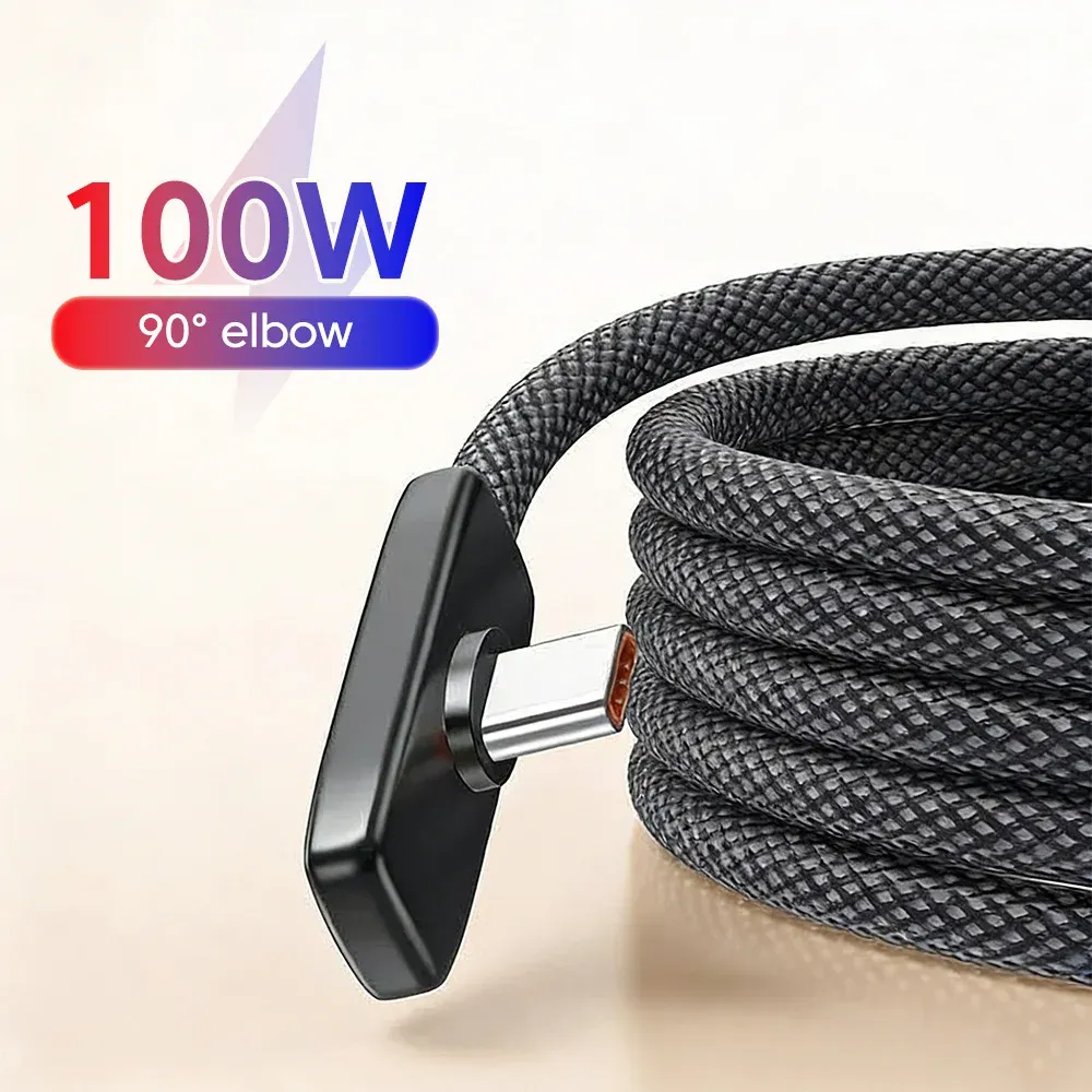 Câble USB-C coudé à 90°, charge rapide 60 W, compatible Samsung et Huawei