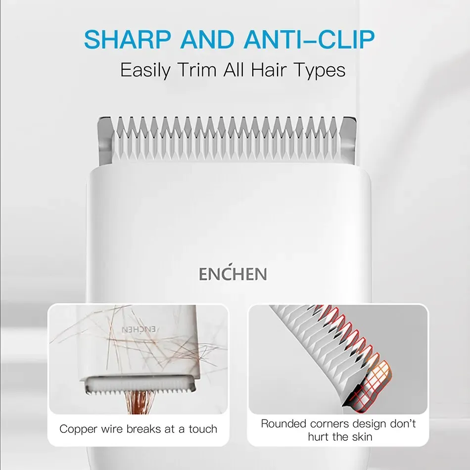 ENCHEN Boost – Tondeuse à cheveux électrique sans fil, lame en céramique, charge rapide USB-C, pour homme 3