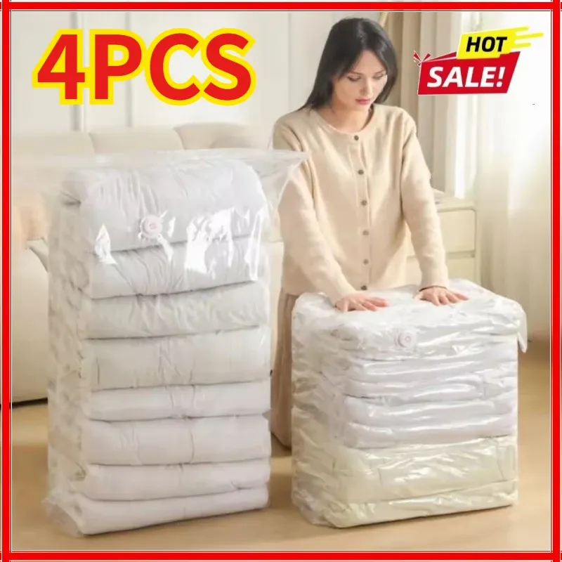 Sacs de rangement sous vide cubiques (lot de 1 à 4 pièces) – Grands sacs de compression pour vêtements, couettes et couvertures - Image 1