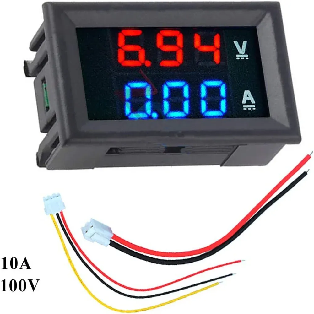 Voltmètre numérique à affichage LED, ampèremètre et testeur de tension et de courant, CC, 100 V, 10 A, écran 0,28 pouce 2