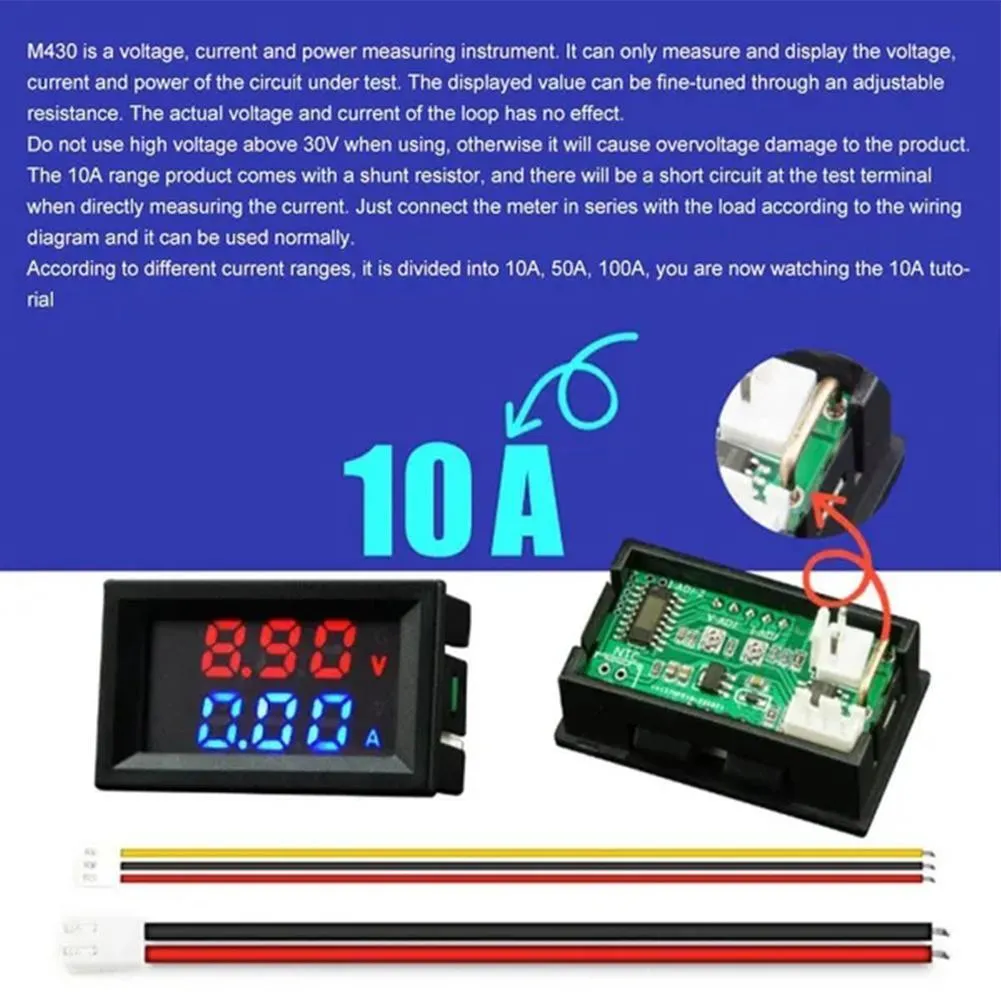 Voltmètre numérique à double affichage LED, vue principale