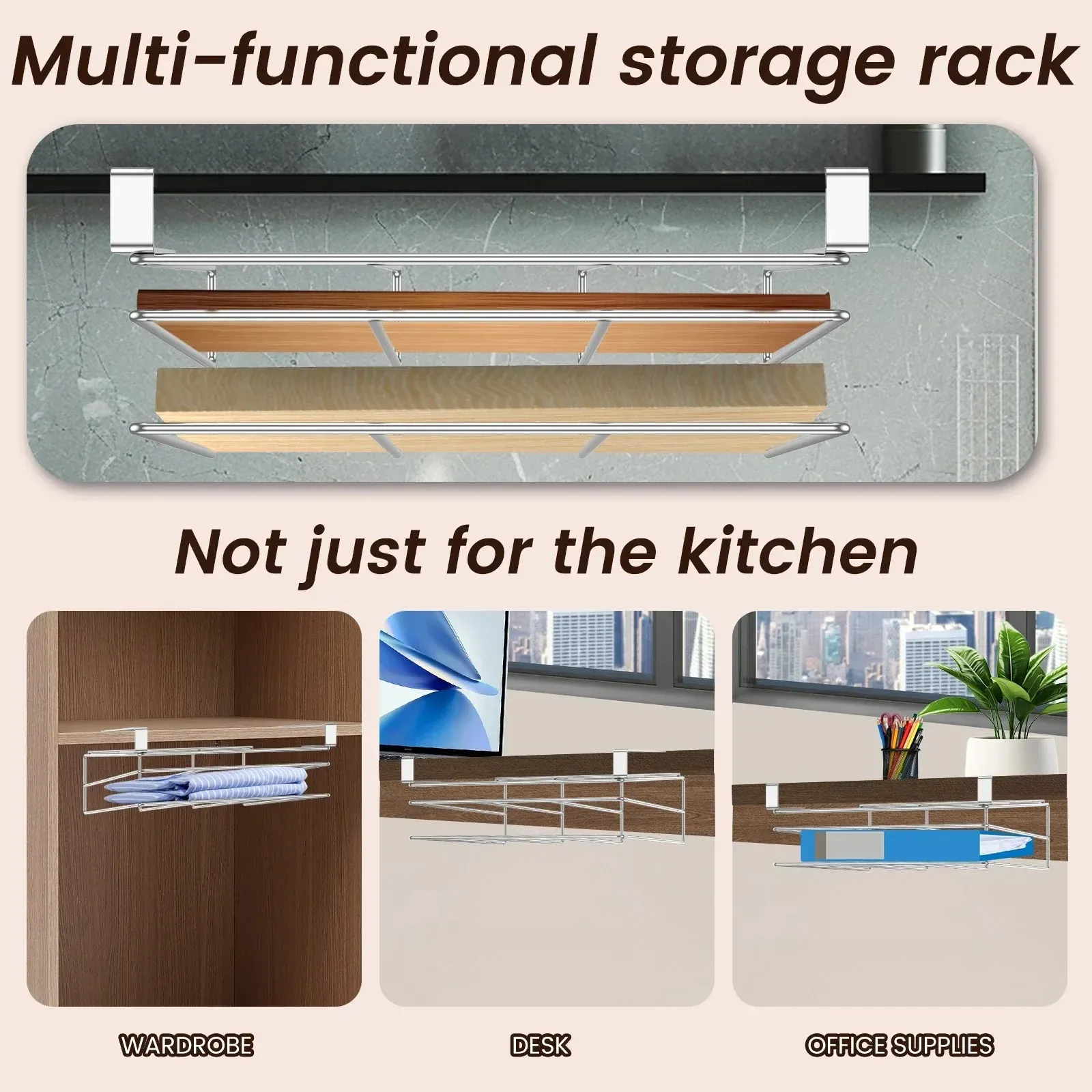 Support de planche à découper en acier inoxydable sous armoire – Organisateur suspendu pour planches et ustensiles de cuisine 5