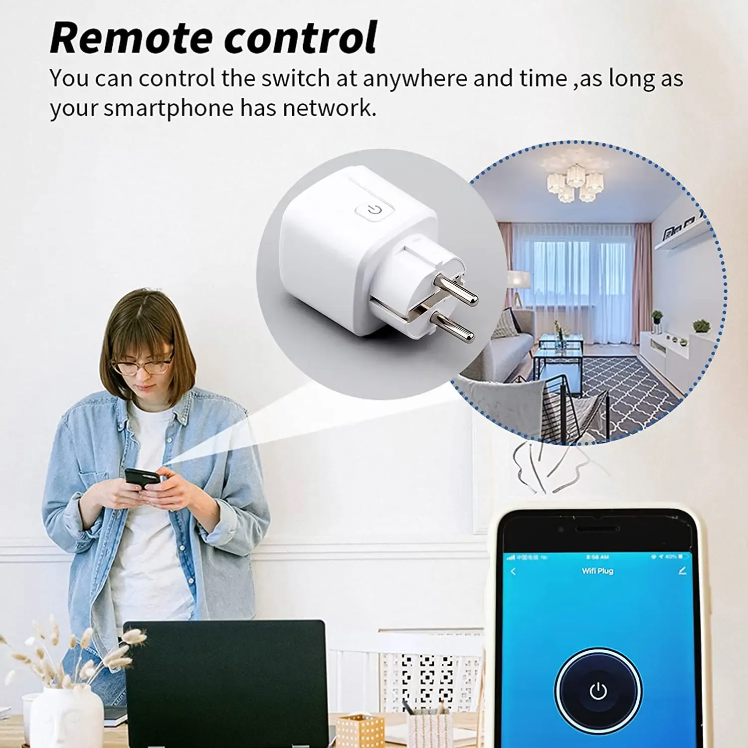 Prise intelligente WiFi Tuya en situation