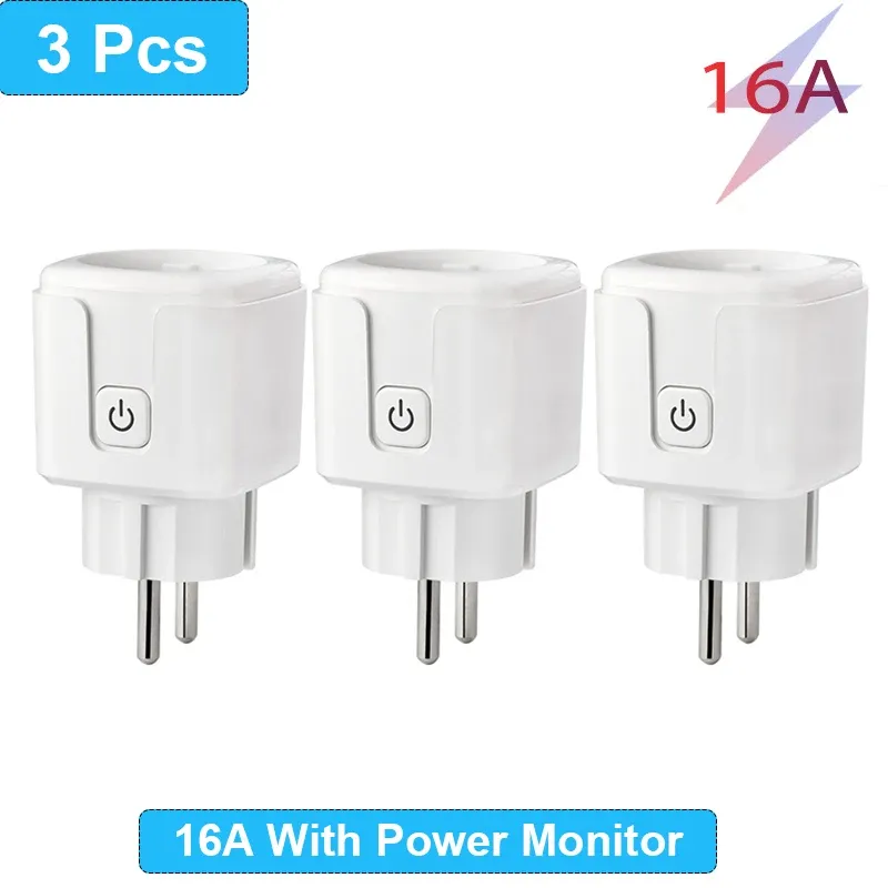 Prise intelligente WiFi Tuya SmartLife, norme UE, moniteur de consommation électrique, fonction de synchronisation, 16 A / 20 A, compatible Alexa, Google Home et Alice 11