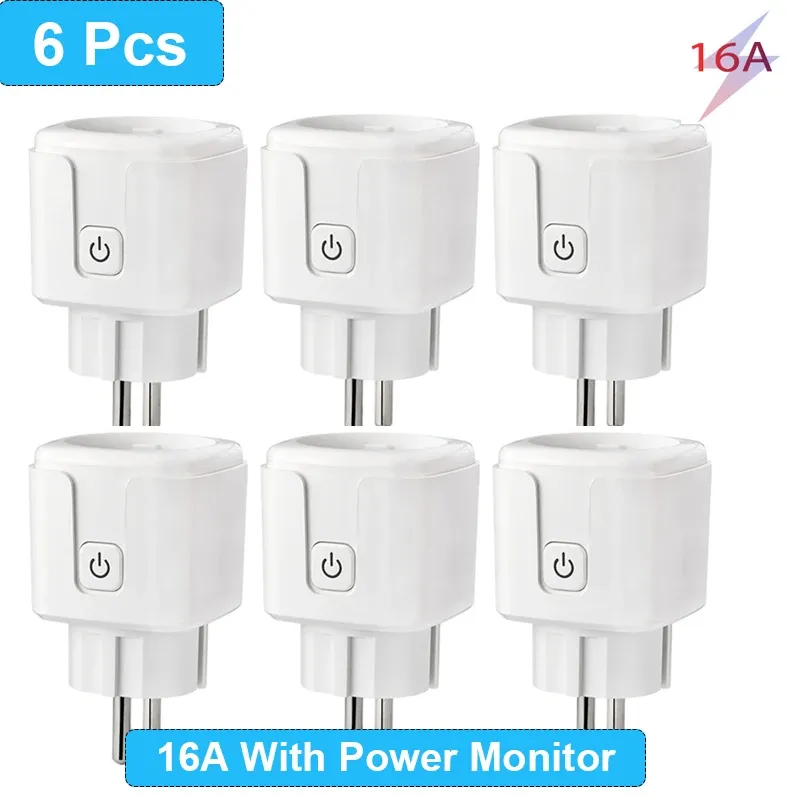 Prise intelligente WiFi Tuya SmartLife, norme UE, moniteur de consommation électrique, fonction de synchronisation, 16 A / 20 A, compatible Alexa, Google Home et Alice 10