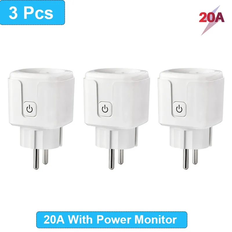 Prise intelligente WiFi Tuya SmartLife, norme UE, moniteur de consommation électrique, fonction de synchronisation, 16 A / 20 A, compatible Alexa, Google Home et Alice 20