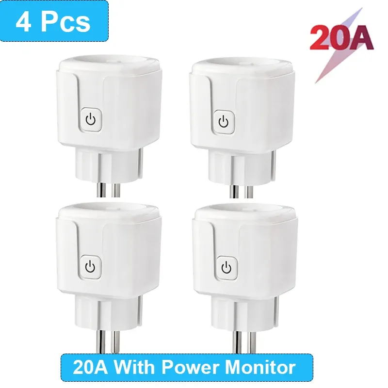 Prise intelligente WiFi Tuya SmartLife, norme UE, moniteur de consommation électrique, fonction de synchronisation, 16 A / 20 A, compatible Alexa, Google Home et Alice 17