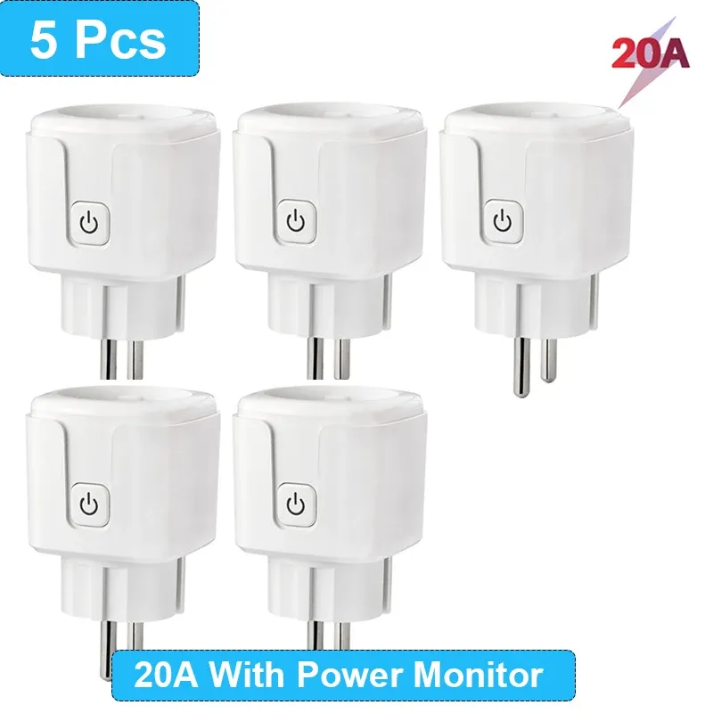 Prise intelligente WiFi Tuya SmartLife, norme UE, moniteur de consommation électrique, fonction de synchronisation, 16 A / 20 A, compatible Alexa, Google Home et Alice 18