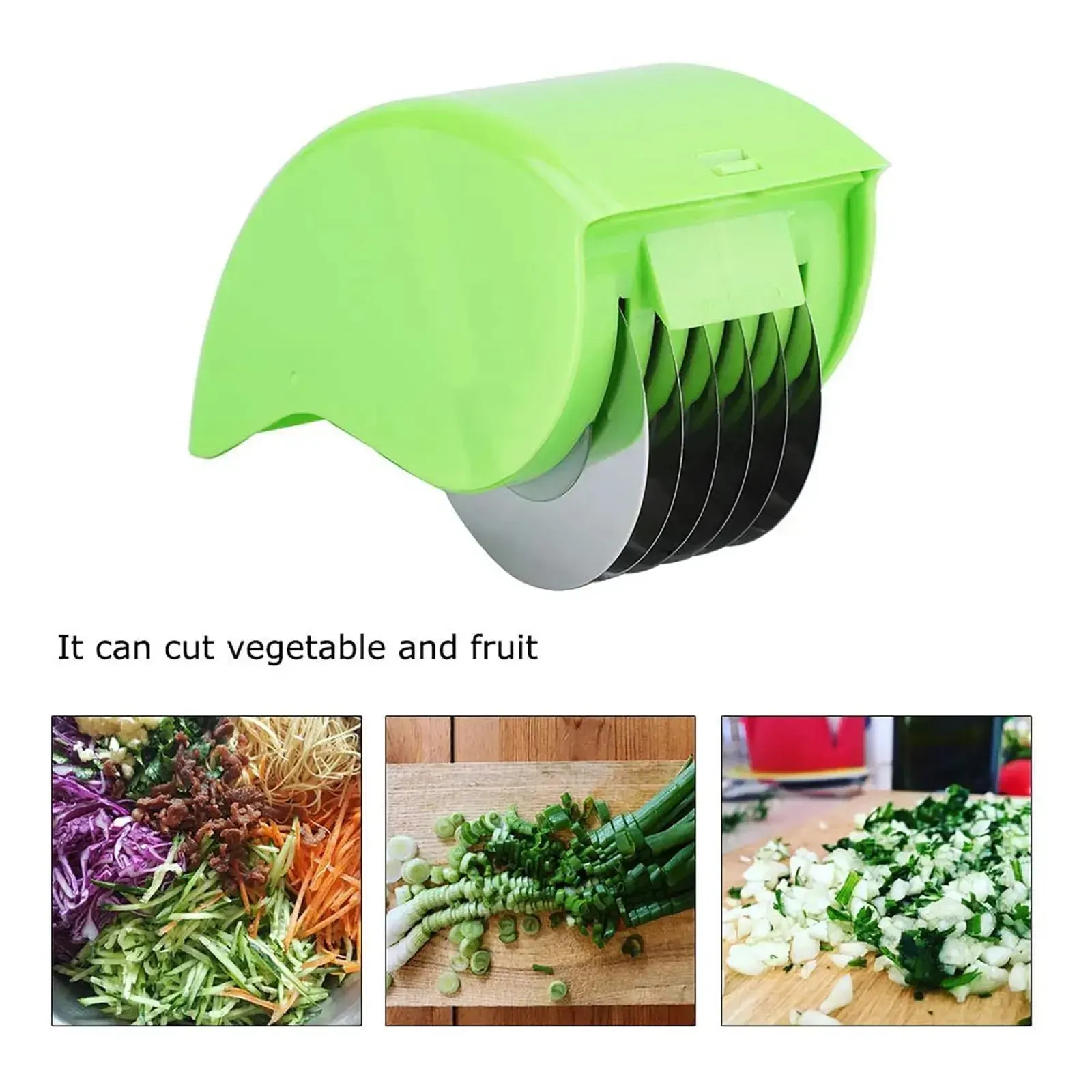 Coupe-oignon manuel à rouleau, hachoir à légumes avec 6 lames en acier inoxydable, hachoir à herbes détachable 2
