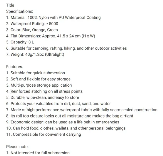 Sacs de rangement étanches pour kayak, canoë et navigation à rames, 8 L, 40 L, 70 L, idéaux pour les voyages en plein air 6