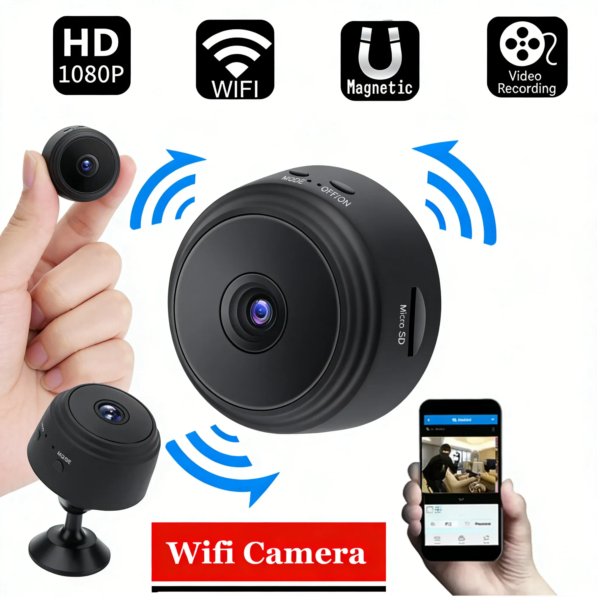 Mini caméra A9 WiFi sans fil, caméra de surveillance à distance pour la maison intelligente 6