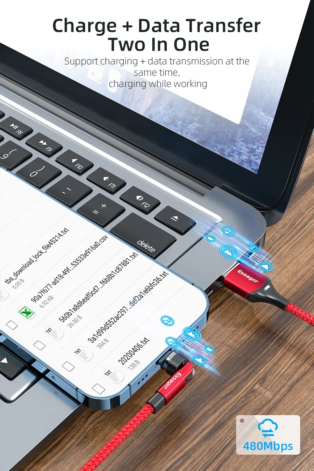 Câble magnétique USB Type-C, rotation du connecteur