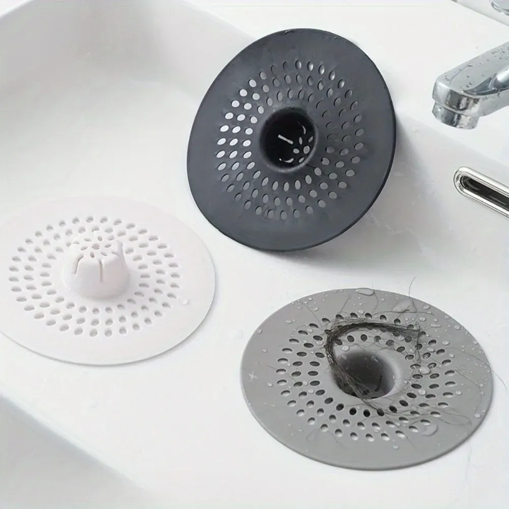 Crépine de vidange en silicone avec trous d'évacuation, pour douche, salle de bain et cuisine (lot de 1) - Image 1